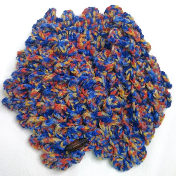 Crochet Dragon Scale Cowl Hand Crafted Crocodile Stitch Scarf Colorful Yarn NEW - Picture 10 of 11